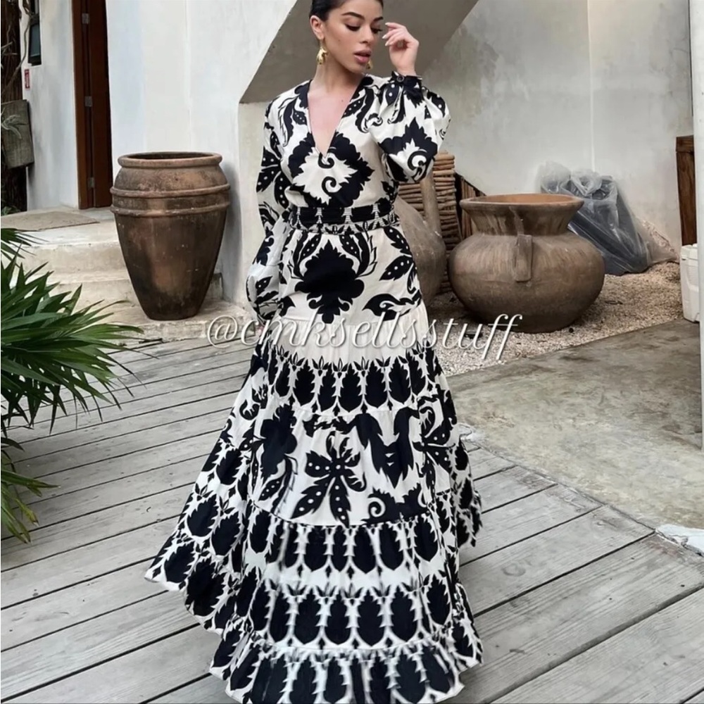 Zara Black and White Maxi Dress